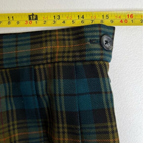 Vintage LL Bean Wool Blend Tartan Plaid Pleated Skirt Women Size 12 Blue Black - Picture 9 of 11